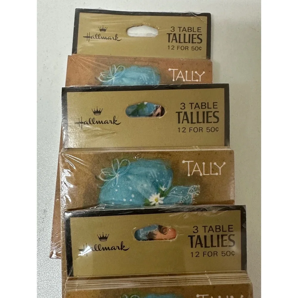 Vintage Hallmark Bridge Tally Cards 3 Packs Blue Bonnet Girl Flowers Made in USA
